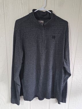 Cinch Men's Heather Charcoal Gray Quarter-Zip Sweater, Size XXL